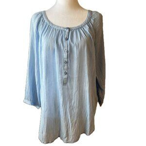⚓ Sears Classic 100% Cotton Blouse | Size 10 | Blue & White Nautical Tunic